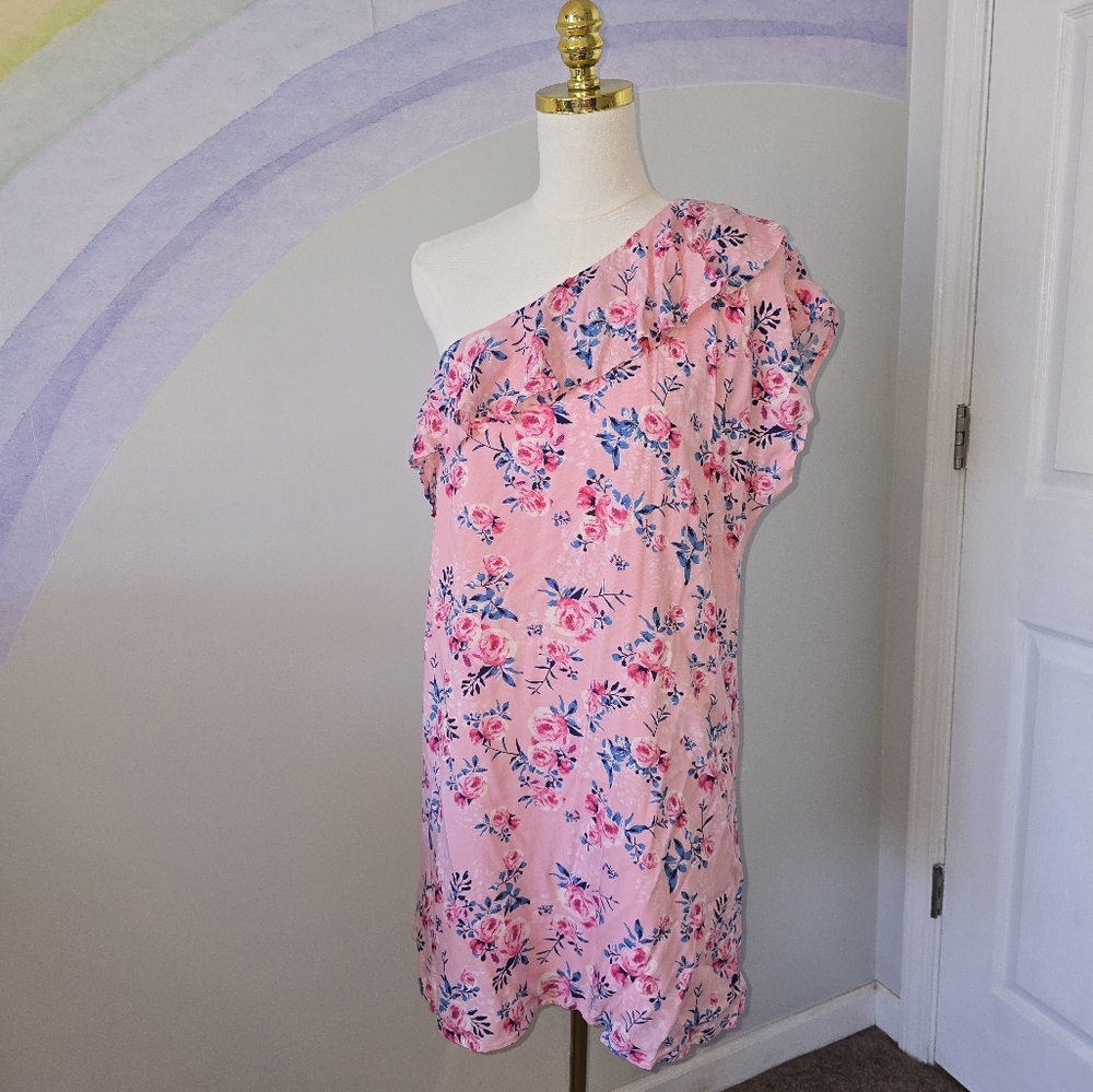 Andree By Unit | Large | Ruffle One Shoulder Pink Floral Dress